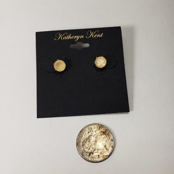 KATHERYN KENT, Stylished Gold-tone & Tan Stone Stud Earrings - Fashion Jewelry - Picture 7 of 8